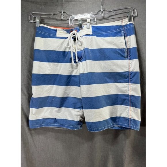 Old Navy Swim Shorts Mens Extra Large White Blue Striped Chino Outdoors Men. - Picture 1 of 9